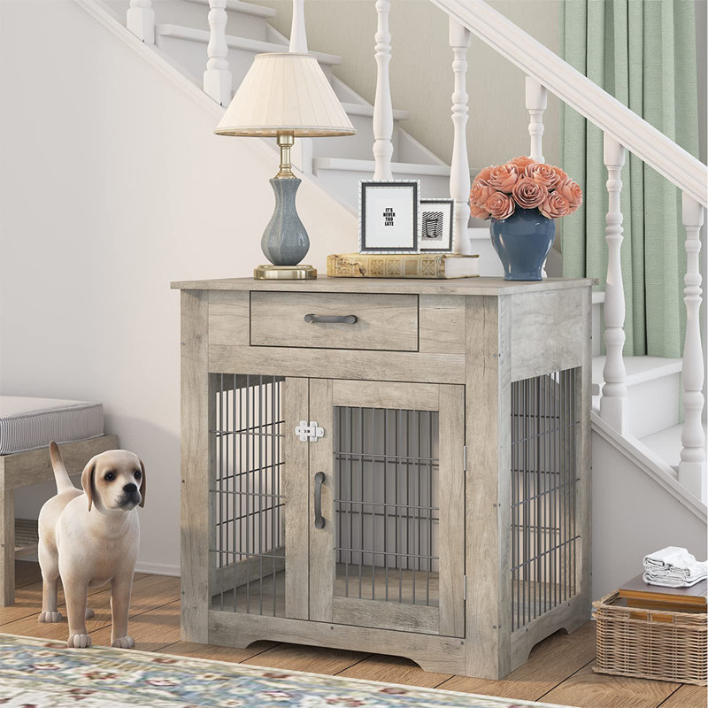 Tucker Murphy Pet™ 29.9"L Wood Look Dog Kennel End Table With Drawer, Dog House Indoor Use, Chew